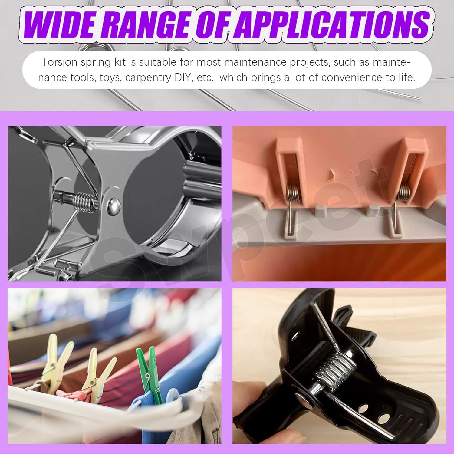 Swpeet 45Pcs 15 Sizes 45/90/120 Degree Stainless Steel Torsional Springs Assortment Kit, Mechanical Small Torsion Spring for Home Repair Woodworking DIY Project