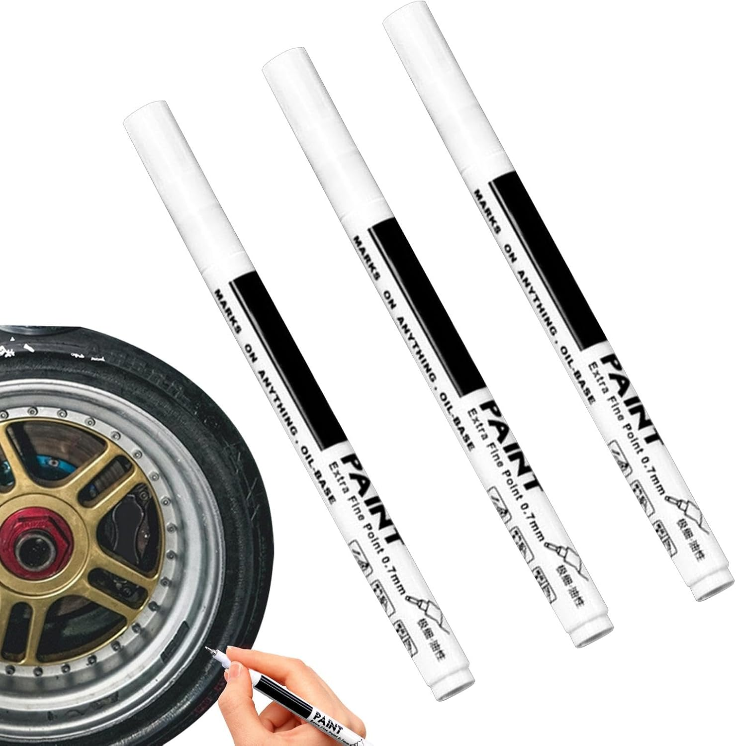 Paint - Rim Paint, Slim Auto Paint Pen | 3-Piece Professional Wheel Scratch Repair Kit, Car Scratch Eraser for Curb Rash, Scuff and Scratch Wheel Repair Paint for Easy Fixes image number 1