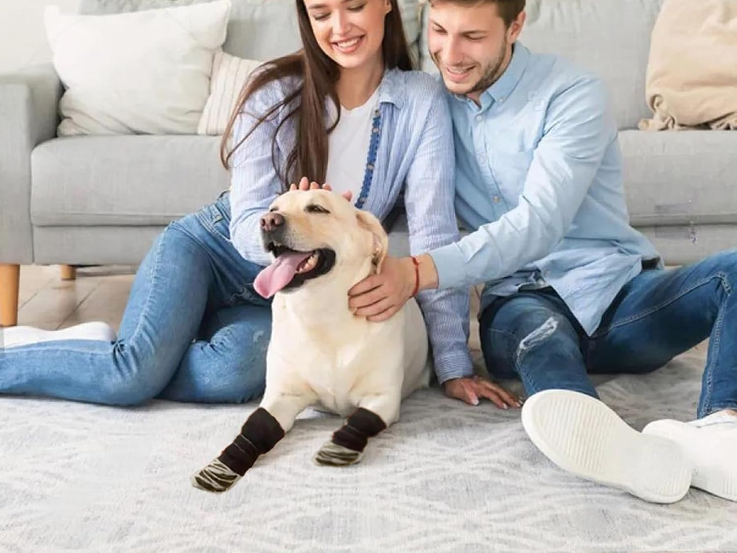 Dog Socks to Prevent Licking Paws, Non-Slip Dogs Grab Socks for Advanced Dogs on Hardwood Floors Comfortable Paw Protectors for Hot Roads and Winter, Dog Socks and Booties（Tiger Pattern 2 Pairs XL） image number 1