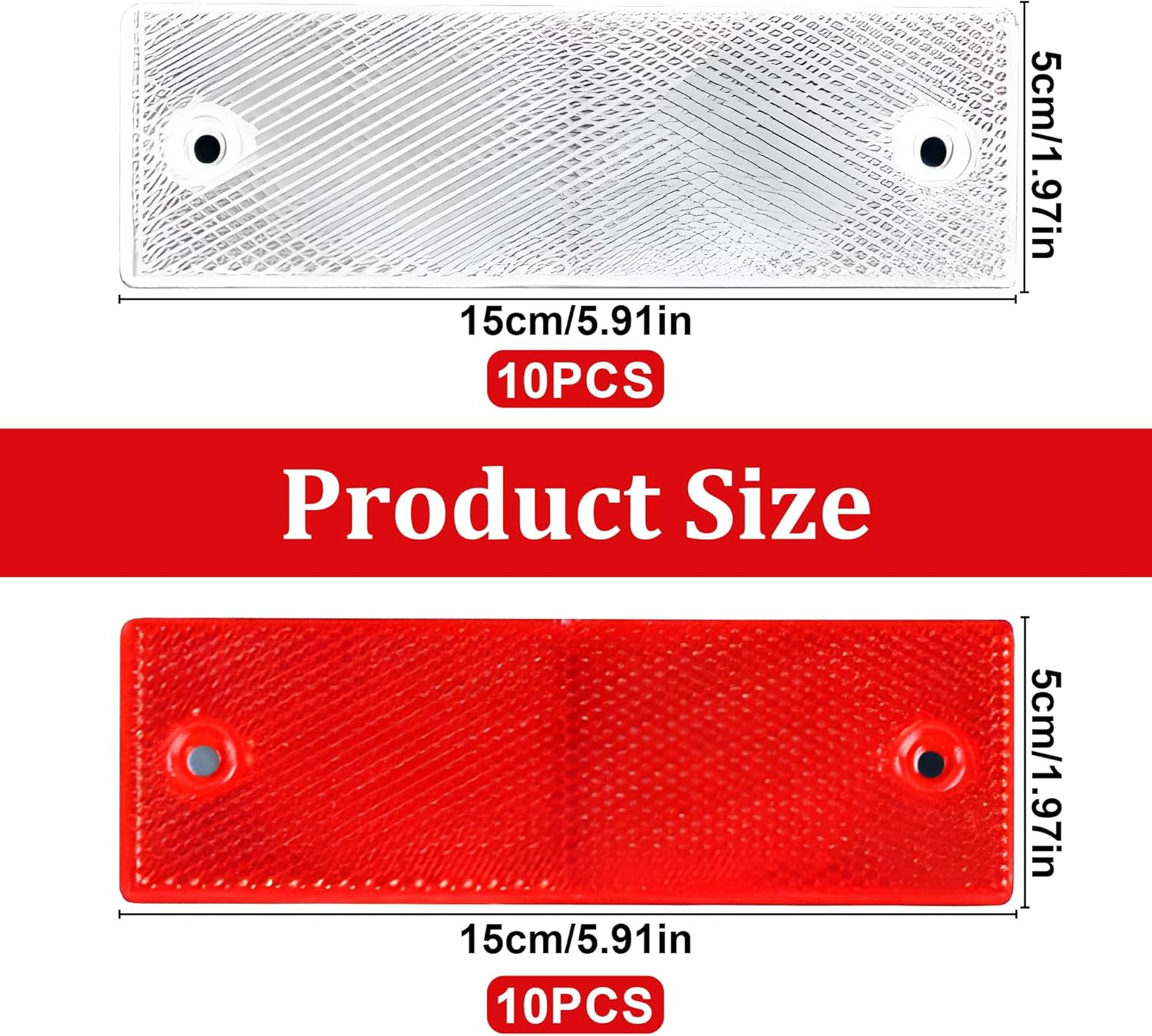 20 Pcs High Visibility Self-Adhesive Driveway Reflectors - Red/White Safety Stickers for Driveway, Garage & Trailers, Easy to Install, Weatherproof Night Road Safety image number 3