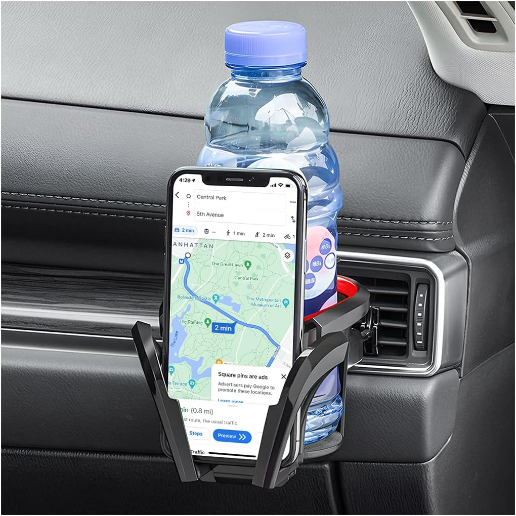 Car Cup Holder for Air Vent, Water Bottle Mount with Hook, Adjustable Air Outlet Drink Mount Stand, Multifunctional Holders for Coffee Tea Juice, Universal for Most Vehicle A/C Vents