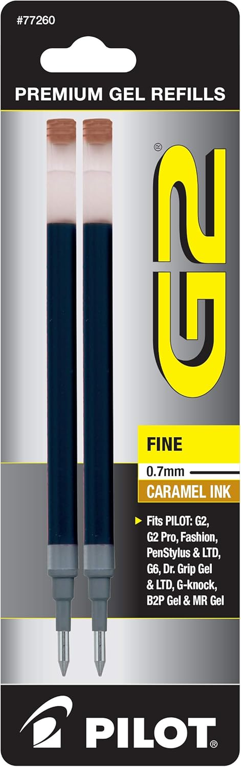 Pilot, G2 Gel Ink Refills, Extra Fine Point 0.5 Mm, Black, Pack of 2