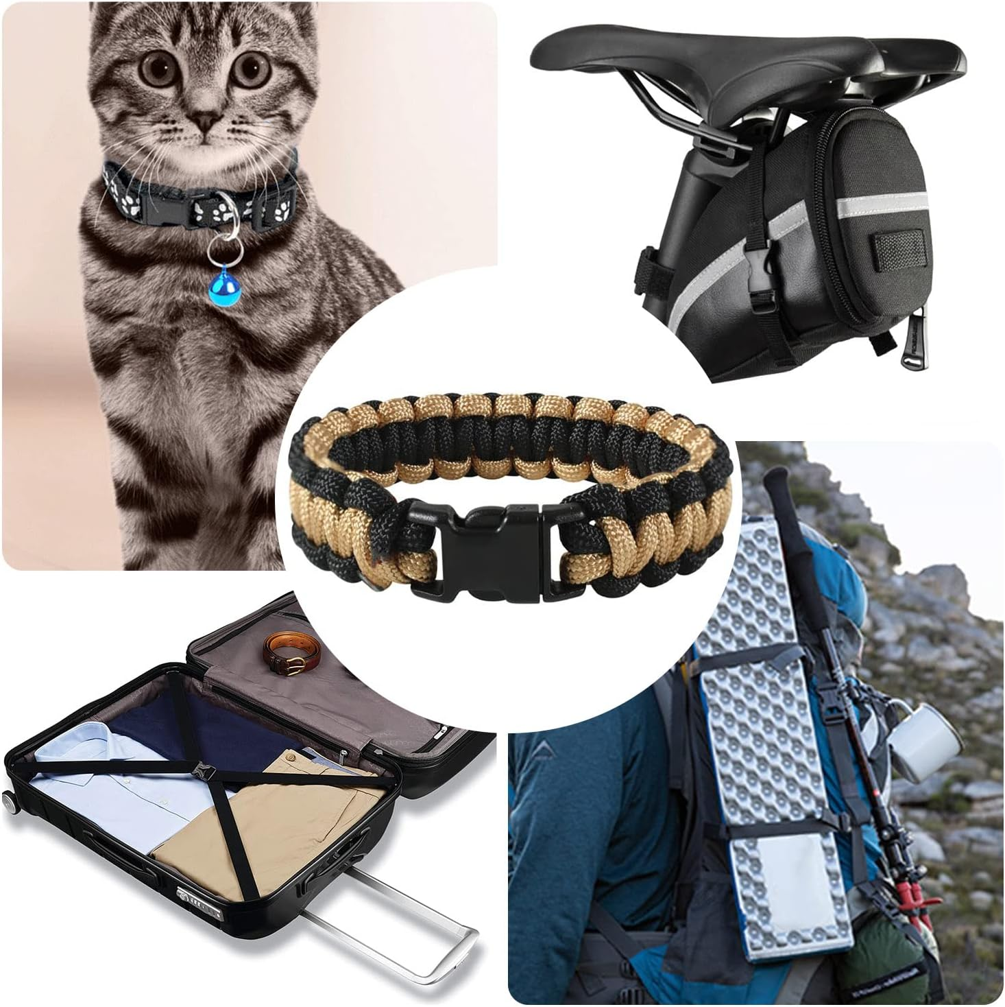 50 Pack 3/8 Inch Plastic Quick Side Release Buckles Curved Contoured Paracord Bracelets Clasps Buckle Clips Masks Dog Collar Bag Straps Backpack DIY Crafts Black image number 2