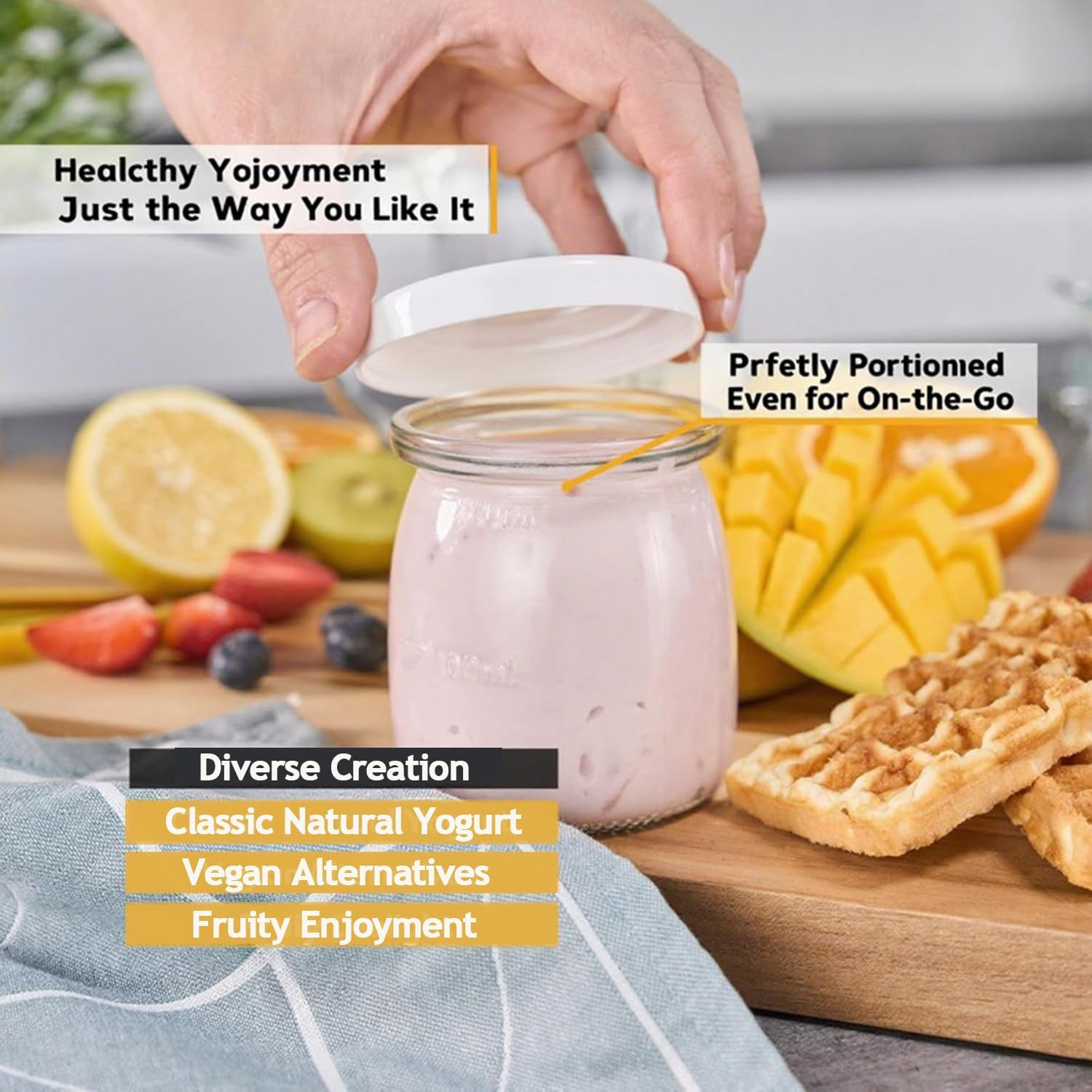 Yogurt Maker, Automatic Digital Yoghurt Maker Machine with Timer & Constant Temperature Control, Stainless Steel Probiotic Yogurt Makers with & LCD Display, 8 * 6 Oz Glass Yogurter Jars image number 5