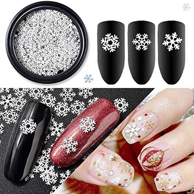 1 Box 3 Styles Christmas Series Snowflake White Slice Design Decoration Sequins Hollow Nail Art Ornaments Zhengpingpai image number 3