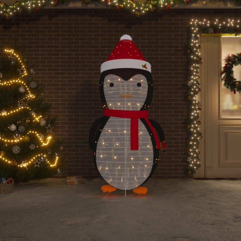 Decorative Christmas Snow Penguin Figure LED Luxury Fabric 180Cm