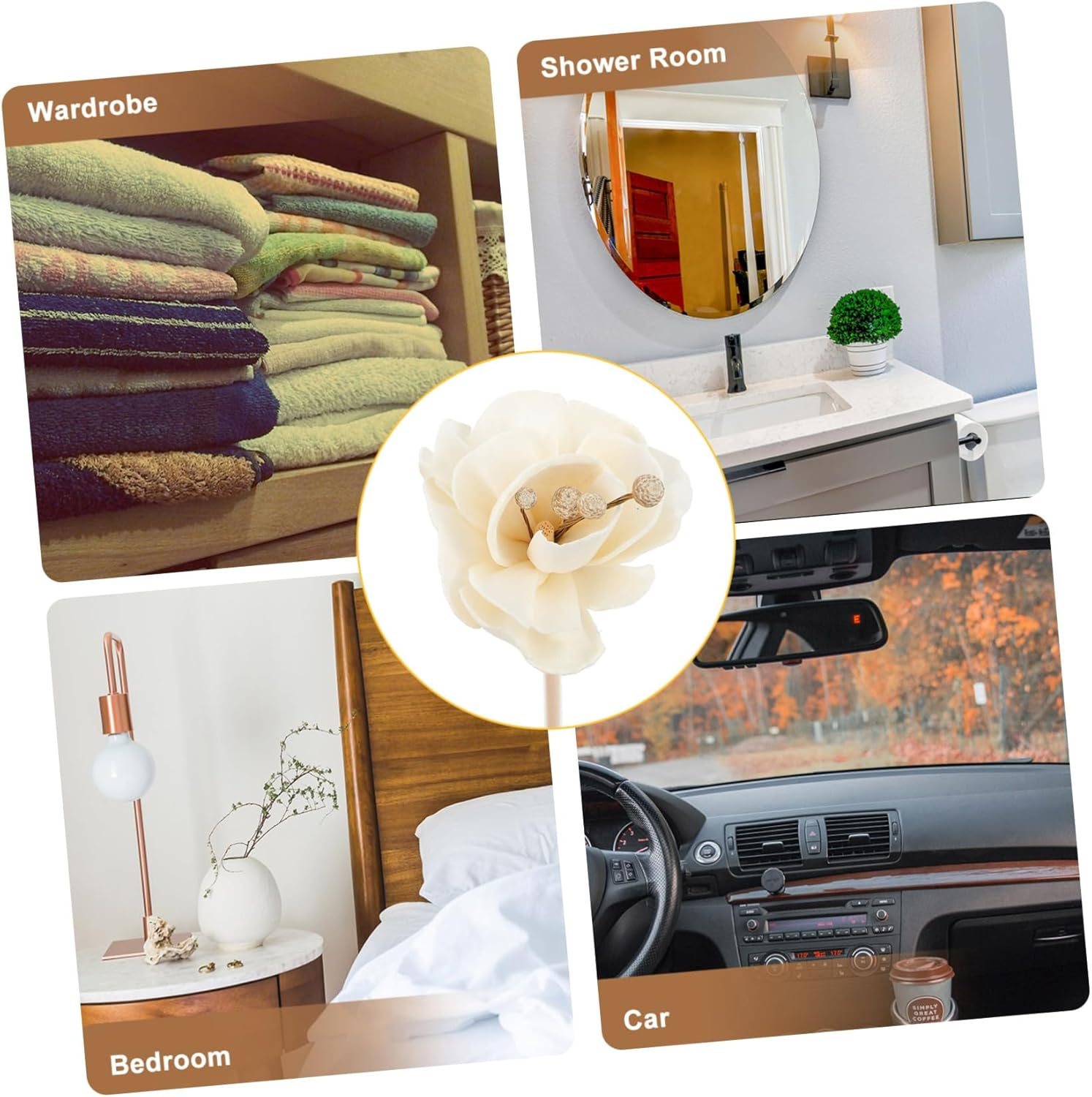 5Pcs Rattan Diffuser Sticks Dried Peony Flowers for Essential Oil Natural Handmade Air Freshener for Home Office Wedding and Event Decor image number 3