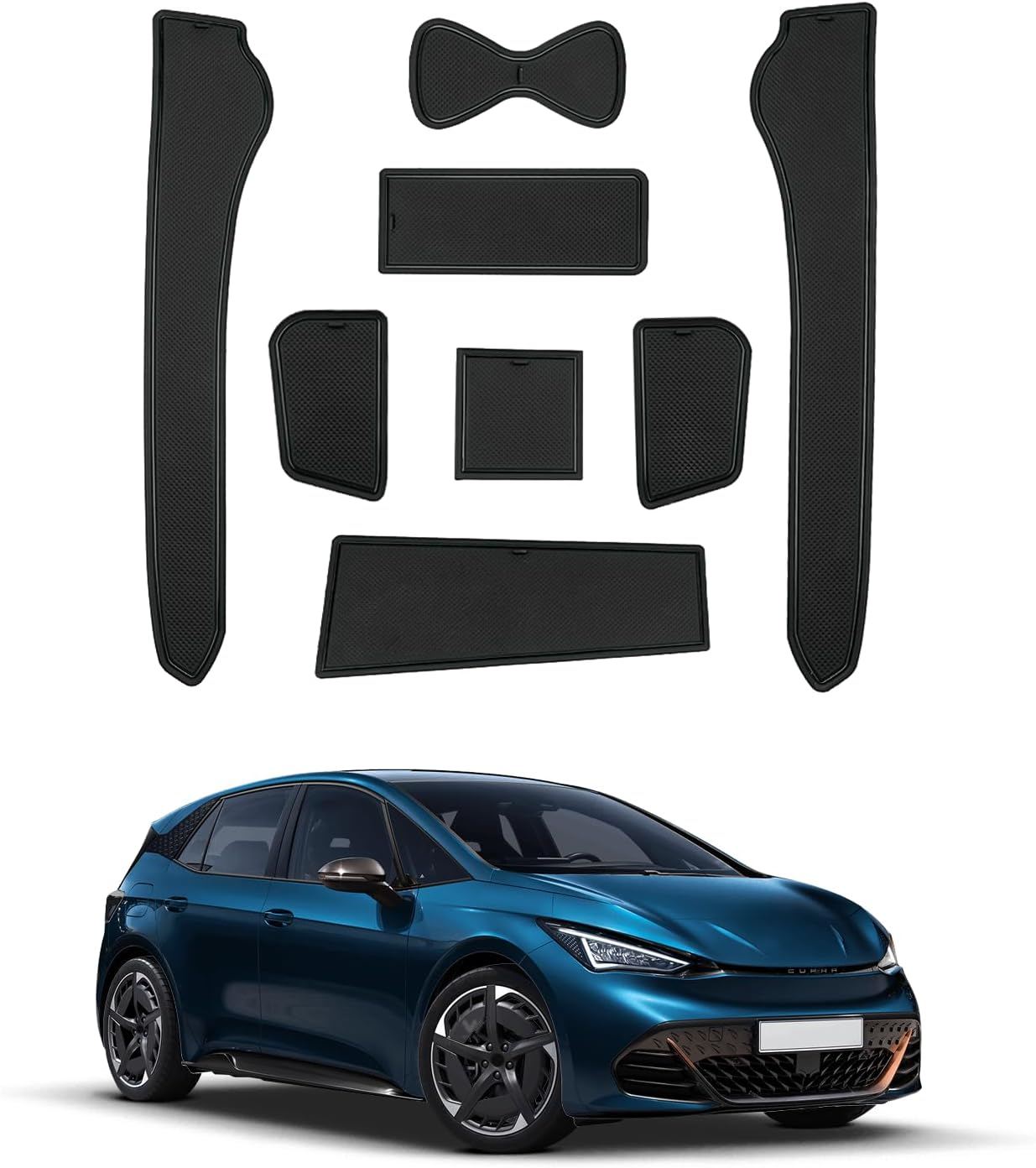 SHAOHAO for Seat Cupra Born 2023 2024 2025 V1 V2 V3 EV E-Boost Rubber Mats Centre Console Non-Slip Mats Drink Holder Mat Door Slot Mat Storage Box Non-Slip Mat Car Accessories Black