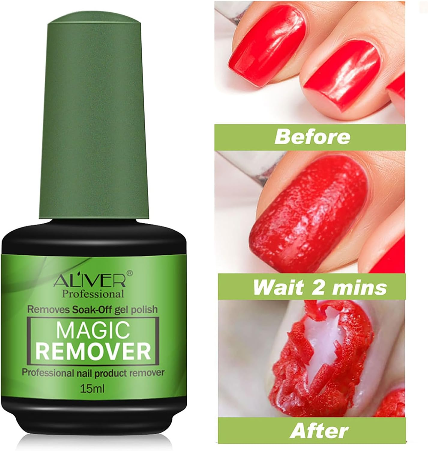 Gel Nail Polish Remover, Gel Polish Remover for Nails - Quickly & Easily Remove Nail Polish within 3-5 Minutes, No Need Tin Foil & Don'T Hurt Nails, Professional Non-Irritating Gel Nail Polish Remover (Green) image number 1
