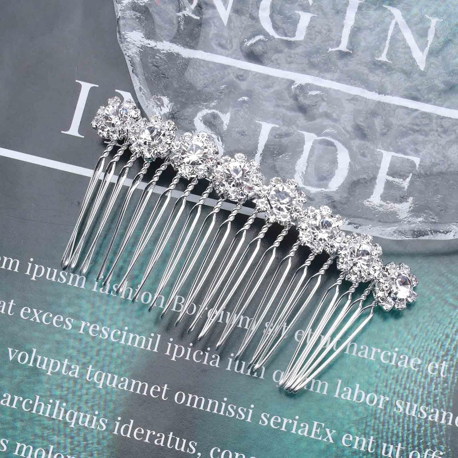 Yheakne Crystal Bridal Hair Comb Silver Rhinestone Hairpiece Wedding Headpiece Bridal Side Comb Wedding Hair Accessories for Bride and Bridesmaids (Silver)