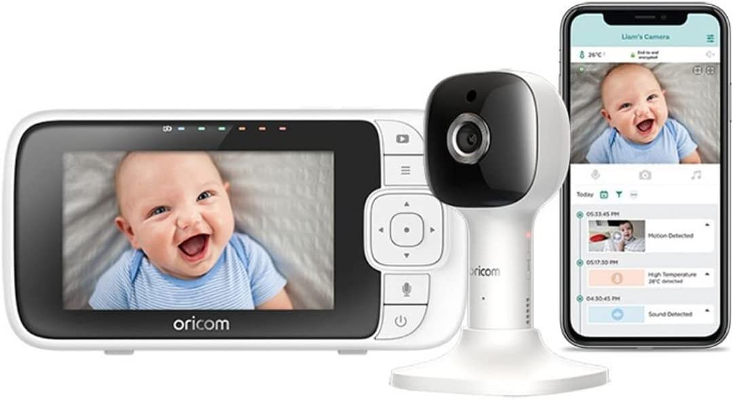 Oricom Smart Video Baby Monitor 4.3" Screen with with Motorised Pan-Tilt-Zoom: 1080P HD Camera with Night Vision, Two-Way Talk & Sleep Trainer Funct, Black/White (OBH430) image number 2