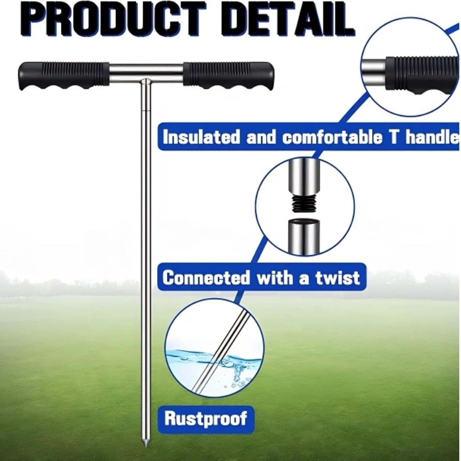 Soil Sample Probe,Soil Probe Rod Soil Sampler Probe Soil Sampler Soil Probes for Soil Samples,Smooth and Easy to T Handle Soil Test Kit,For Plant Care Farm image number 1