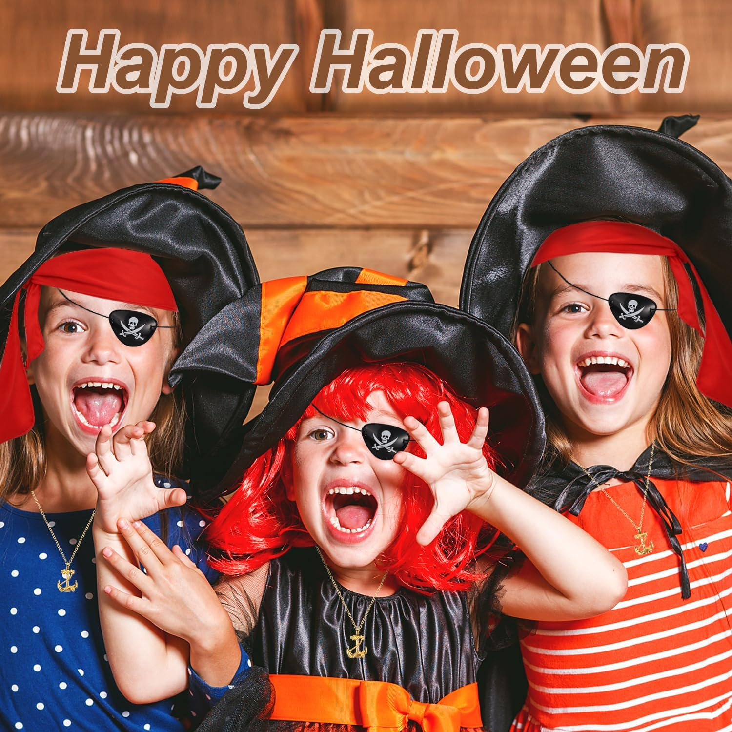 KINBOM 5Pcs Pirate Costume Accessories Set, Pirate Party Accessories Including Pirate Headband, Belt, Eye Patch, Necklace, Knife Shaped Balloon Cosplay Accessories for Pirate Party image number 4