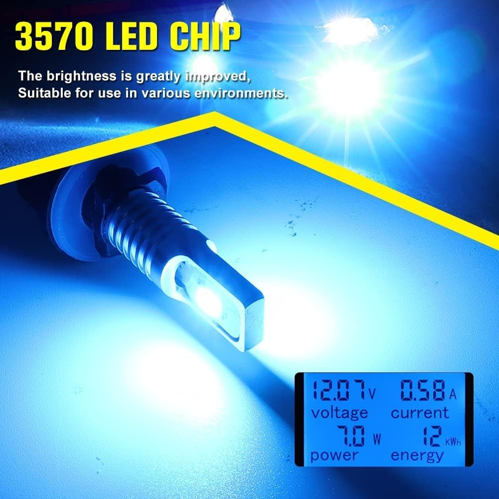 HOCOLO 2X F2 9005 HB3 H10 8000K Car LED Fog Lights Replace Halogen Bulbs,3570 Csp-Chips 80W 8000Lm,Bright IP68 Waterproof Vehicle Lamp Accessories Exterior Automotive (Ice Blue, 9005/HB3/H10) image number 5