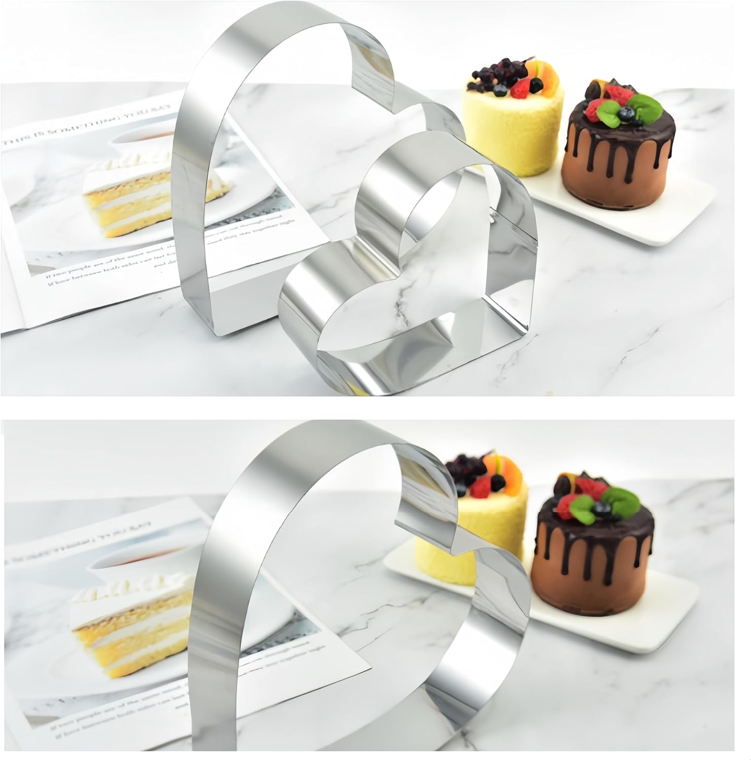 Ai-Oumleef Heart Cookie Cutter,3Pcs Heart Cake Cutter,Heart Cake Mold Ring Set,Suitable for Mousse Cake Cheesecake (3 Sizes) image number 4
