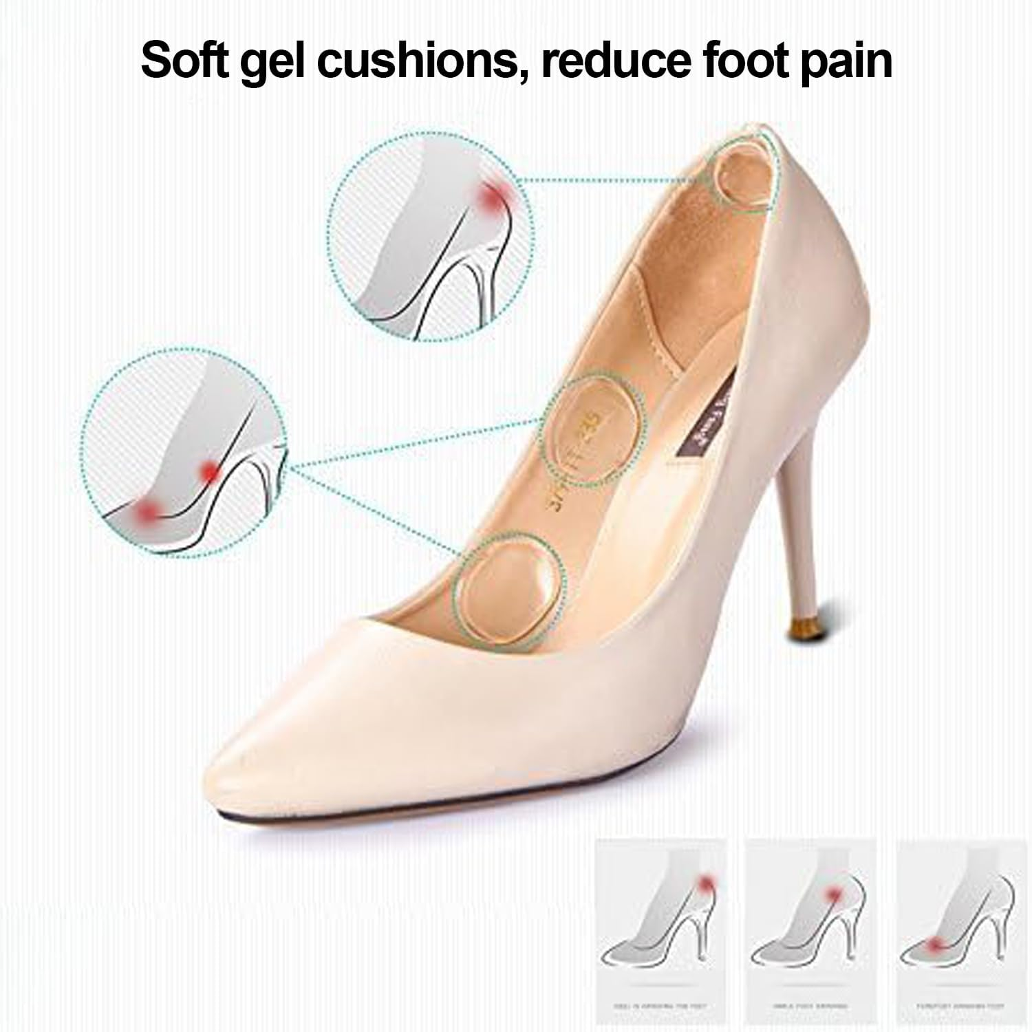 Silicone Gel Shoe Pads, 60 Pieces, Adhesive Blister Cushion Inserts image number 1