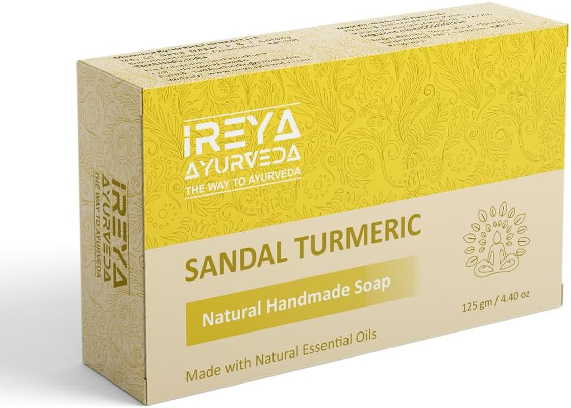 Ireya Ayurveda Turmeric Sandal Soap - 125 G - Soap Bar - Vegan - Handmade Soap - Moisturizing Soap image number 4
