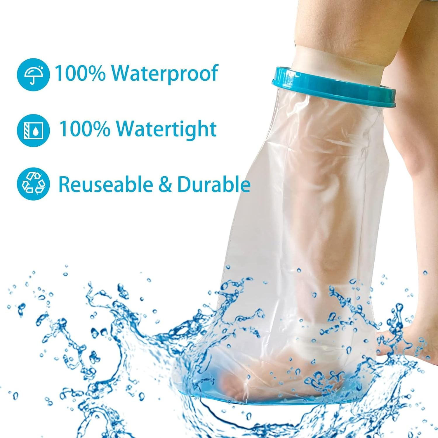 Non-Slip Waterproof Leg Cast Cover for Showering, Reusable Adult Short Leg Cast Protector, Cast Covers for Shower Leg, Cast Bag for Shower, Cast Cover for Showering Foot - Adult-Extra-Wide image number 3