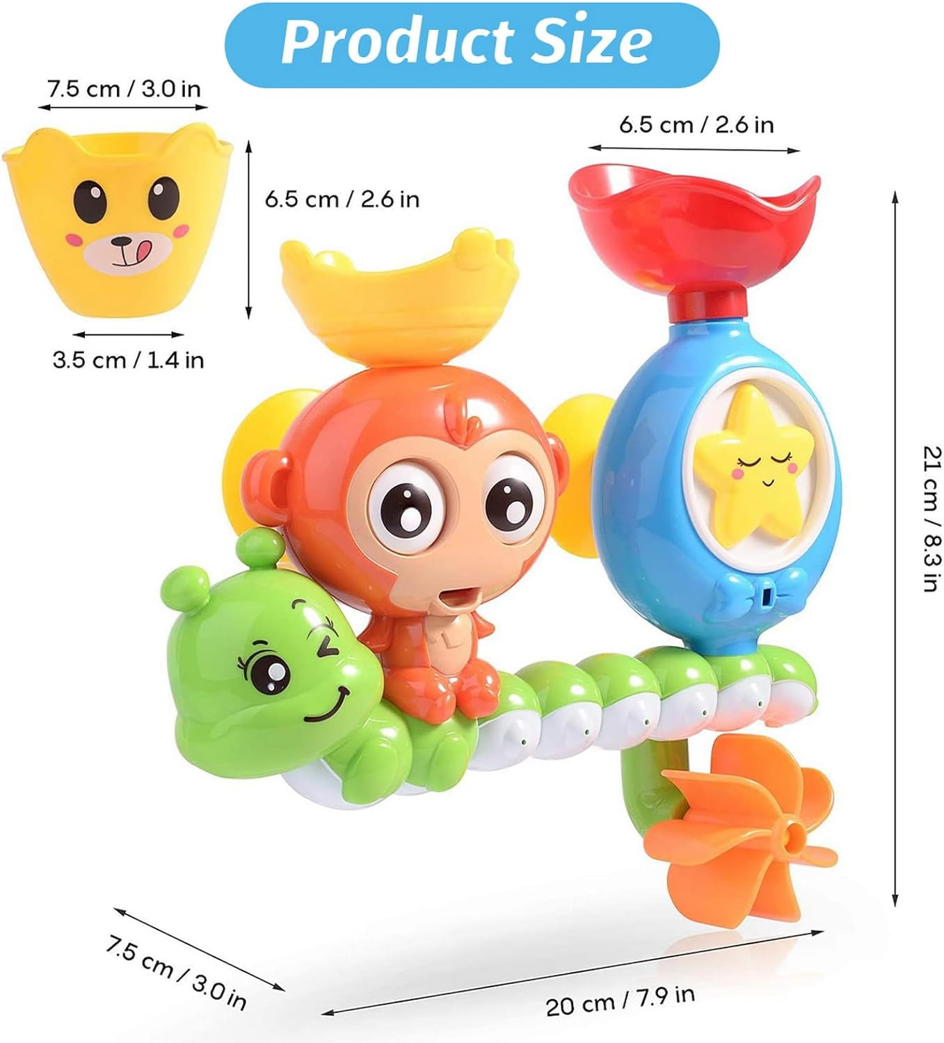 Bath Toys for Toddlers Age 1 2 3 Year Old, Toddler Bath Tub Toys for Kids Preschool New Born Baby Bathtub Water Toys, Durable Interactive Multicolored Infant Toy, Birthday Gifts for Girls Boys image number 2