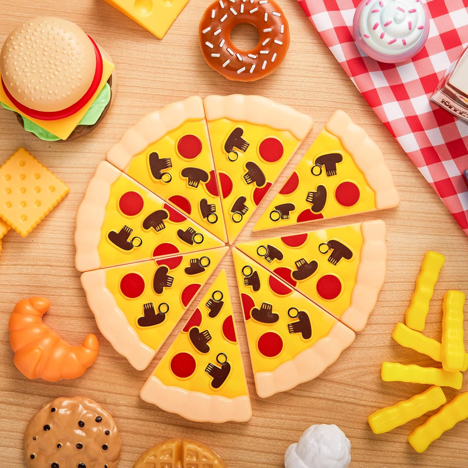 Play Food Set 135 Pieces Kitchen Set for Market Educational Pretend Playset Kids Toddlers Toys Kitchen Accessories Fake Food Party Favor Supplies Holiday image number 2