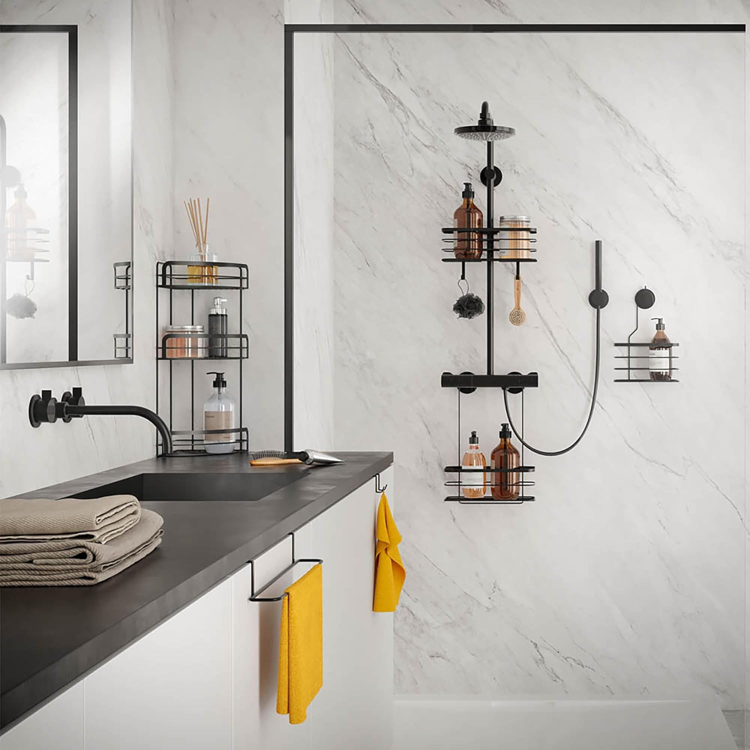 Metaltex 401102000 Origin Lava Shower Rail Storage Basket 29 X 11 X 15 Cm image number 3