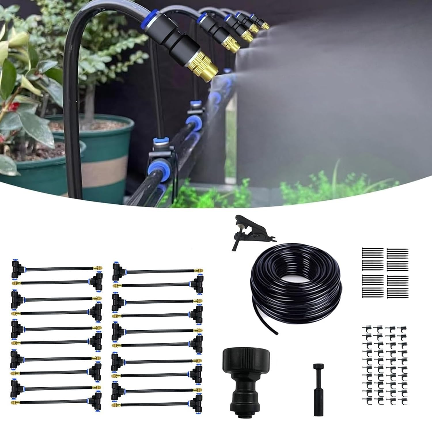 Garden Irrigation System,100Ft/30M Drip Irrigation Kit (Pipes Can Be Cut), Saving Water Automatic Irrigation System Set for Garden, Lawn, Greenhouse, Plants image number 3