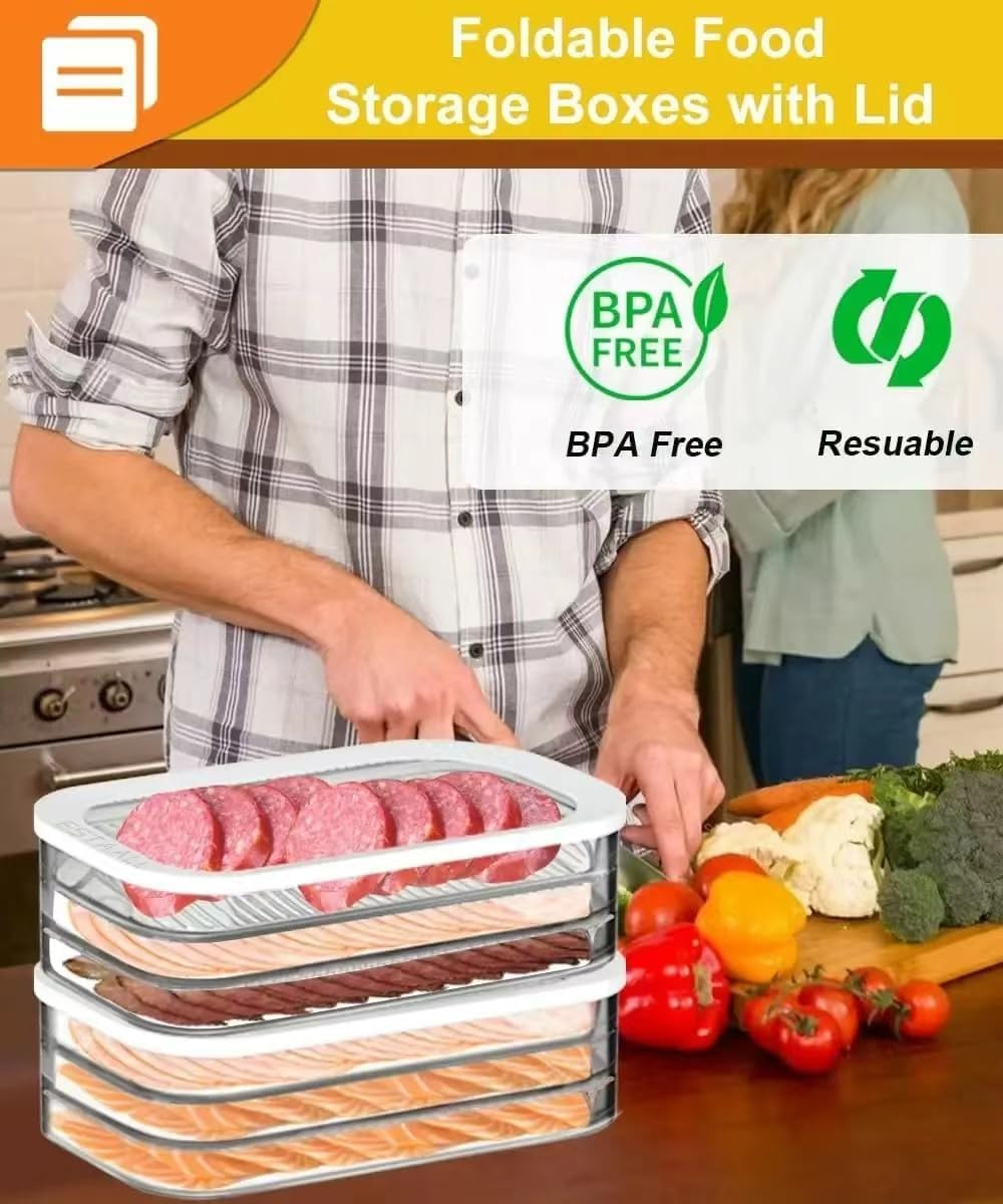 3 Storey Deli Meat Container for Fridge,Stackable Storage Box,Meal Prep Containers,Suitable For,Cheese,Deli, Meat,Cold Cutsam,Chicken,Bacon,Lunch Meat Refrigerator Container image number 5