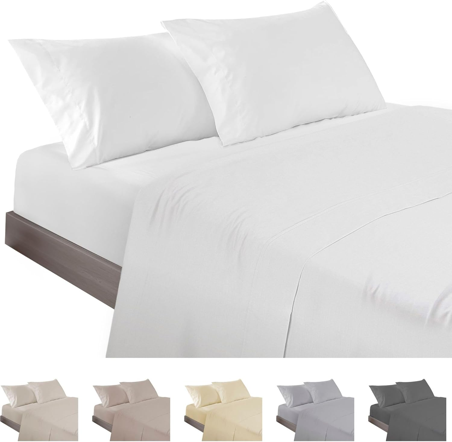 ECOMMERC3 4 Piece Bedding Set for 180 Cm Bed, Fitted Sheet, Duvet Cover and 2 Pillowcases 45 X 100 Cm, White image number 5