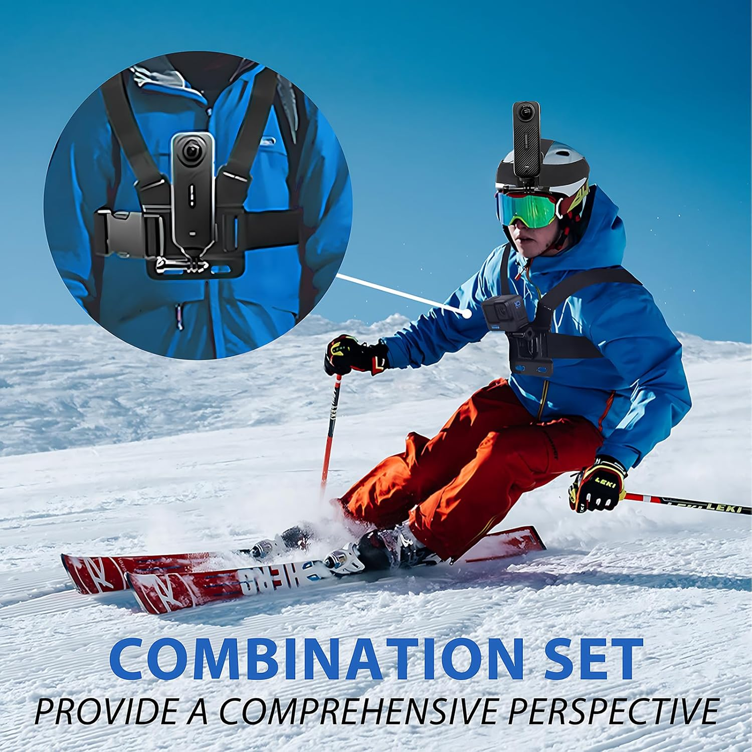 Chest Mount Harness Chesty Vest Head Mount Strap Kit for Insta 360 X4 X3 X2 X ACE Pro ONE RS R GO 2 3, Compatible with Gopro Hero 12 11 10 9 8 7 6 5 4 3+ Max, DJI Osmo Action 4 3 2 Cameras image number 4