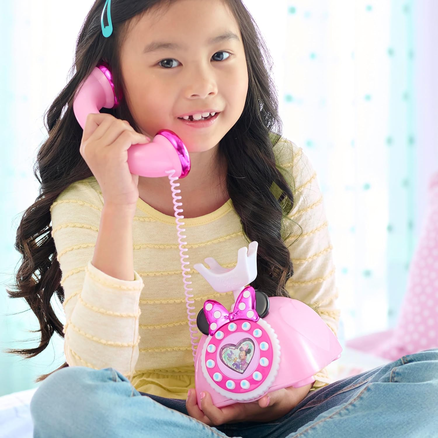 Disney Junior Minnie Mouse Ring Me Rotary Phone with Lights and Sounds, Pink, Kids Toys for Ages 3 up by Just Play image number 1