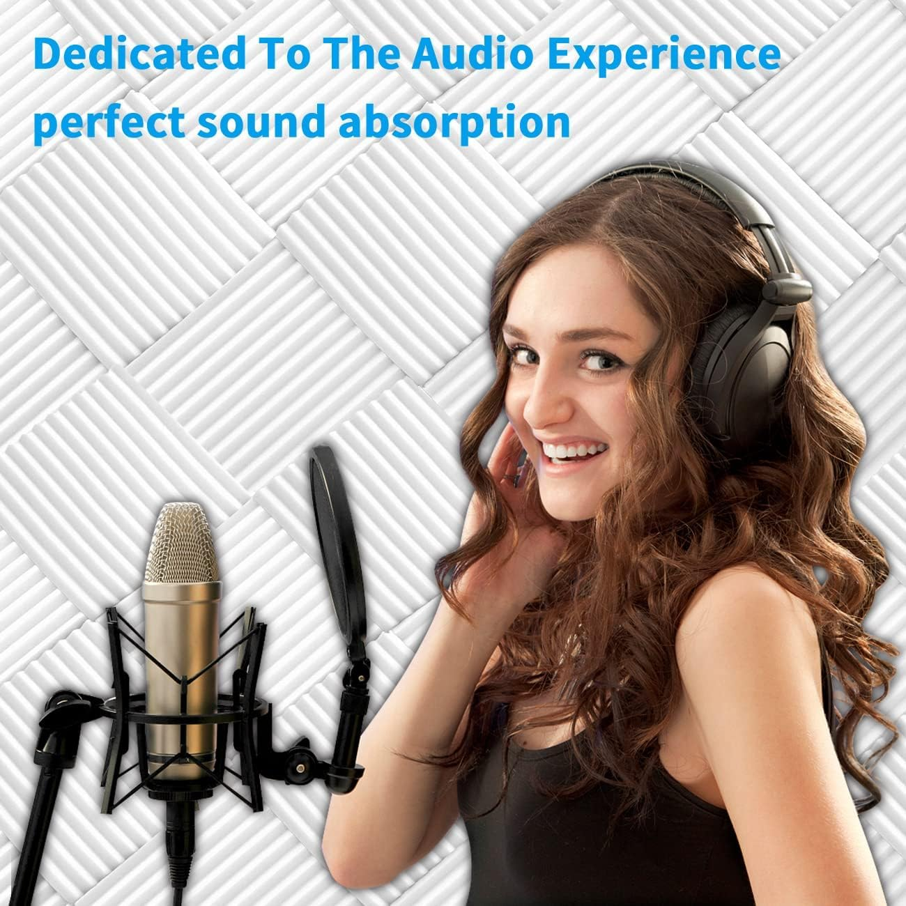 12 Pcs Sound Proofing Panels Acoustic Foam Panels - 12" X 12" X 1" Soundproofing Studio Foam Panels for Studio KTV Soundproof Treatment Paint Pads Fireproof Paper Wall Sticker White image number 1