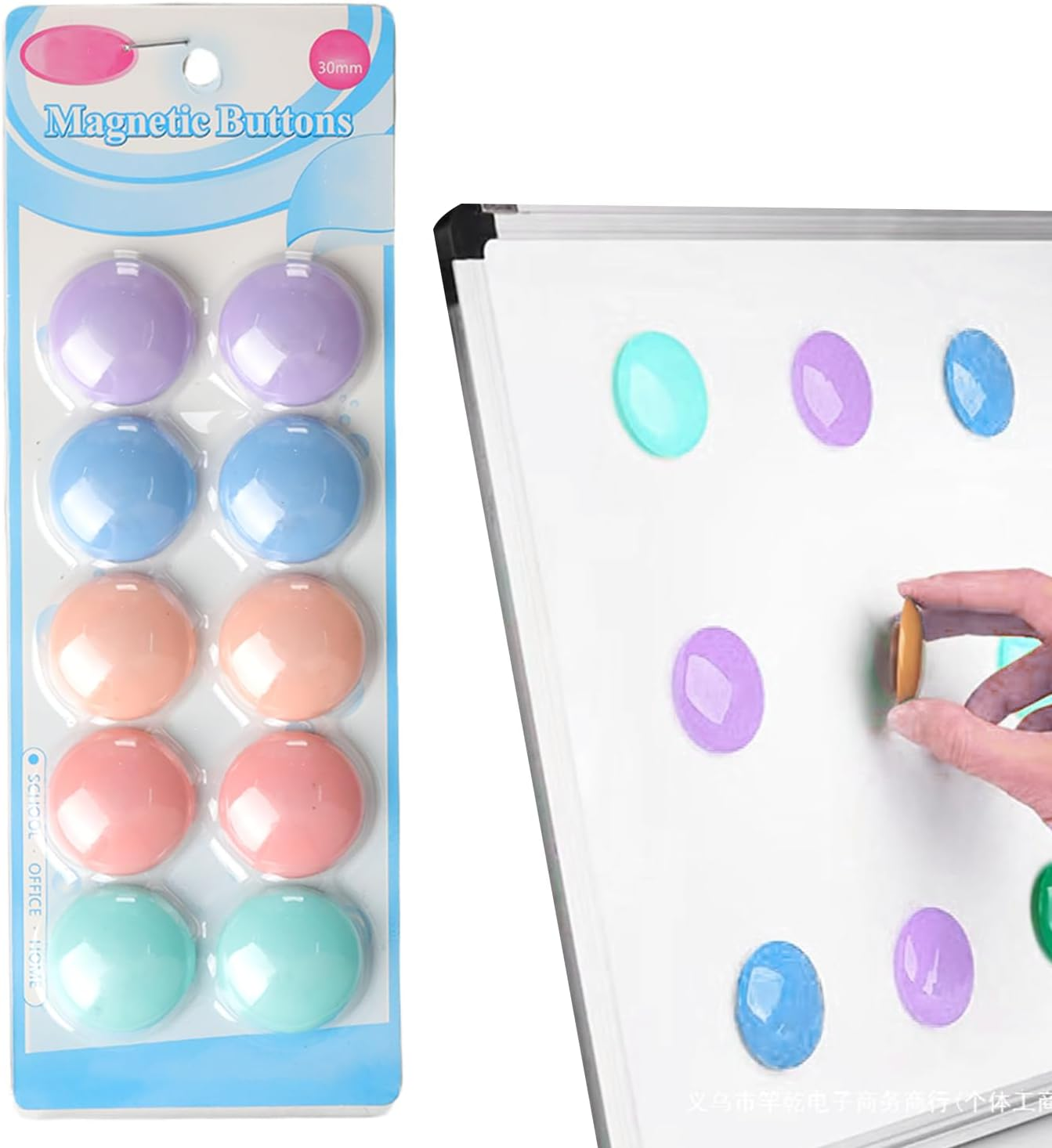 Colorful round Magnetic Push Pins &ndash; Strong Hold Magnets for Whiteboard & Blackboard, Office and Classroom Teaching Supplies