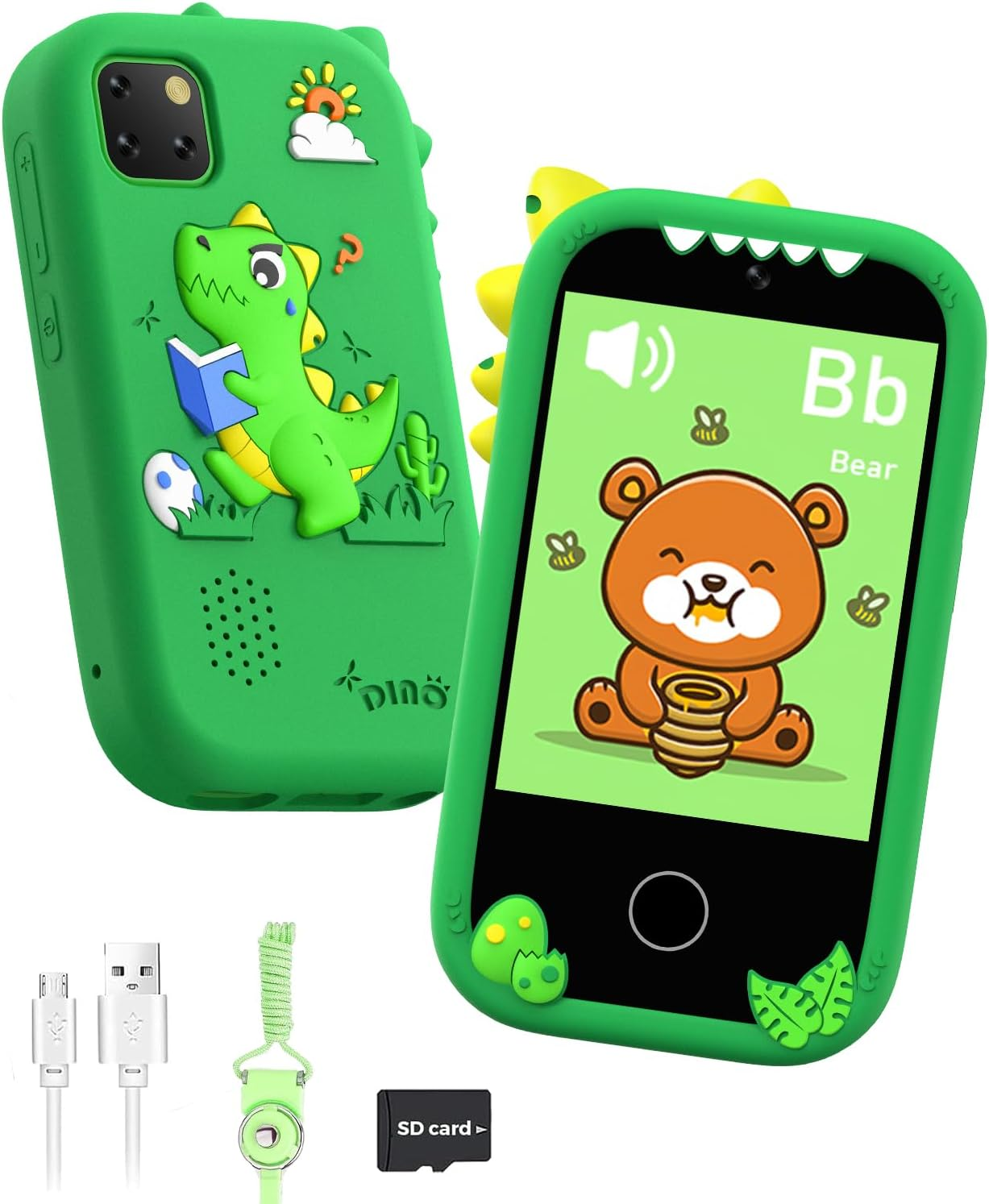 ZONEY Kids Smart Phone Toys, Christmas Birthday Gifts for Girls Age 4-10, Kids Educational Phone, 2.8" Touchscreen Toddler Learning Play Toy Phone with Dual Camera, Game, Music Player, 32GB Card, Pink