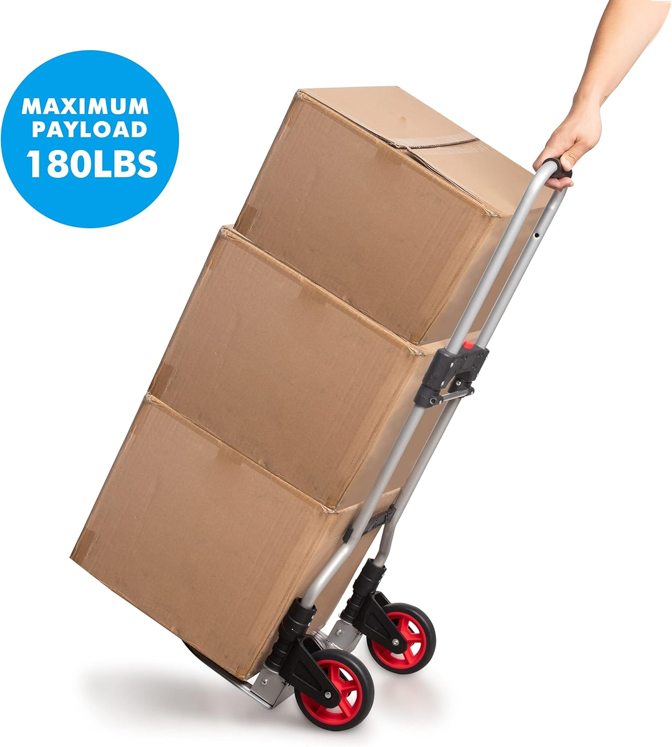 Dolly Cart with Ropes,Steel Folding Hand Truck 180Lb Capacity with Telescoping Handle and 2 Rubber Wheels image number 4