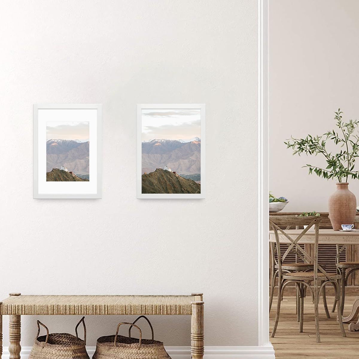 RUN HELIX A3 White Picture Frame Set of 2, 29.7X42 Cm, Wooden Frame with Plexiglass, Wall Mount, Collage Frame image number 2