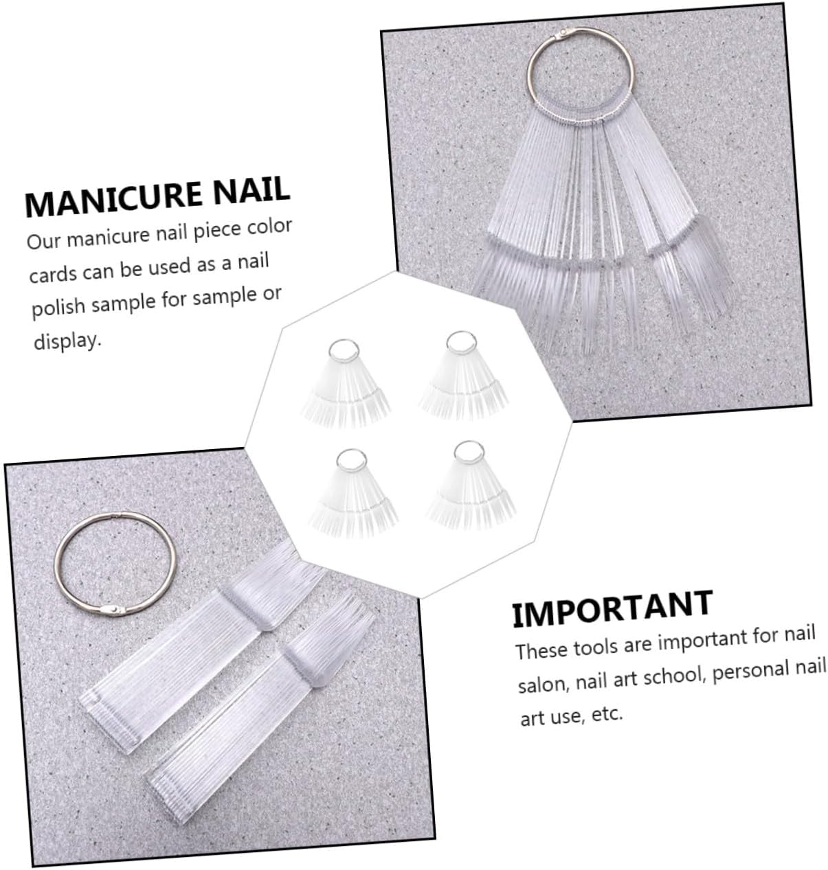 HAMPPLIES 160Pcs Fan Shaped Transparent Nail Piece Color Board for Manicure Practice False Tips Display Multipurpose Nail Salon Tool for Polish Color Display and Art Training