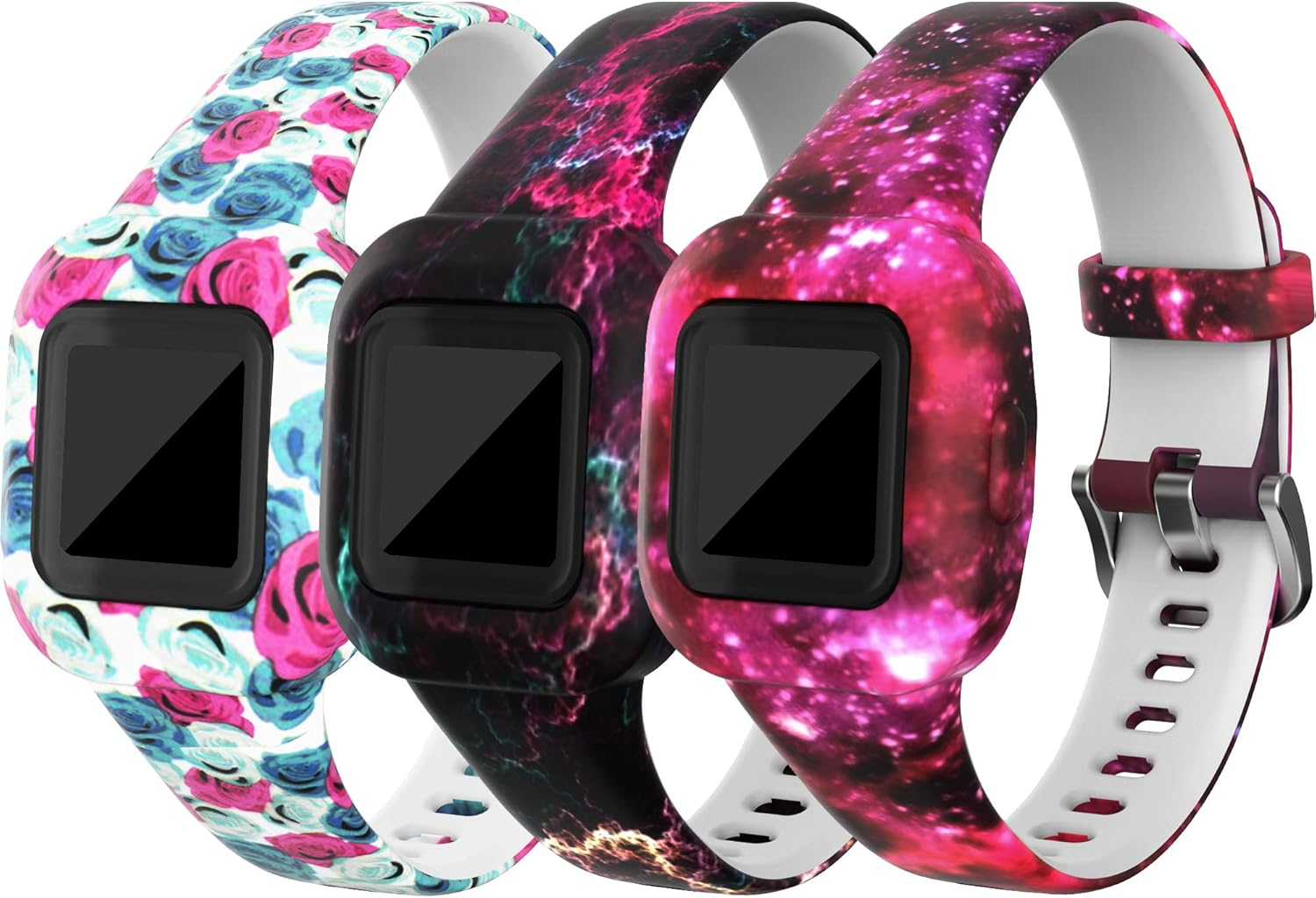 Intended for Garmin Vivofit JR 3 Bands for Kids 4+, Printing Pattern Soft Silicone Wristbands Sweat Resistant Bracelet Sport Strap for Vivofit Jr. 3 Fitness Tracker (Starry Sky) image number 1