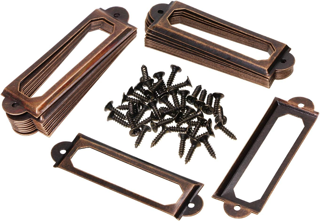 ONLYKXY 20Pcs Antique Brass Metal Drawer Door Lab Tag Label Pull Frame Handle File Name Card Holder for Furniture Cabinet Hardware Box Case Bin 1760Mm (Silver)