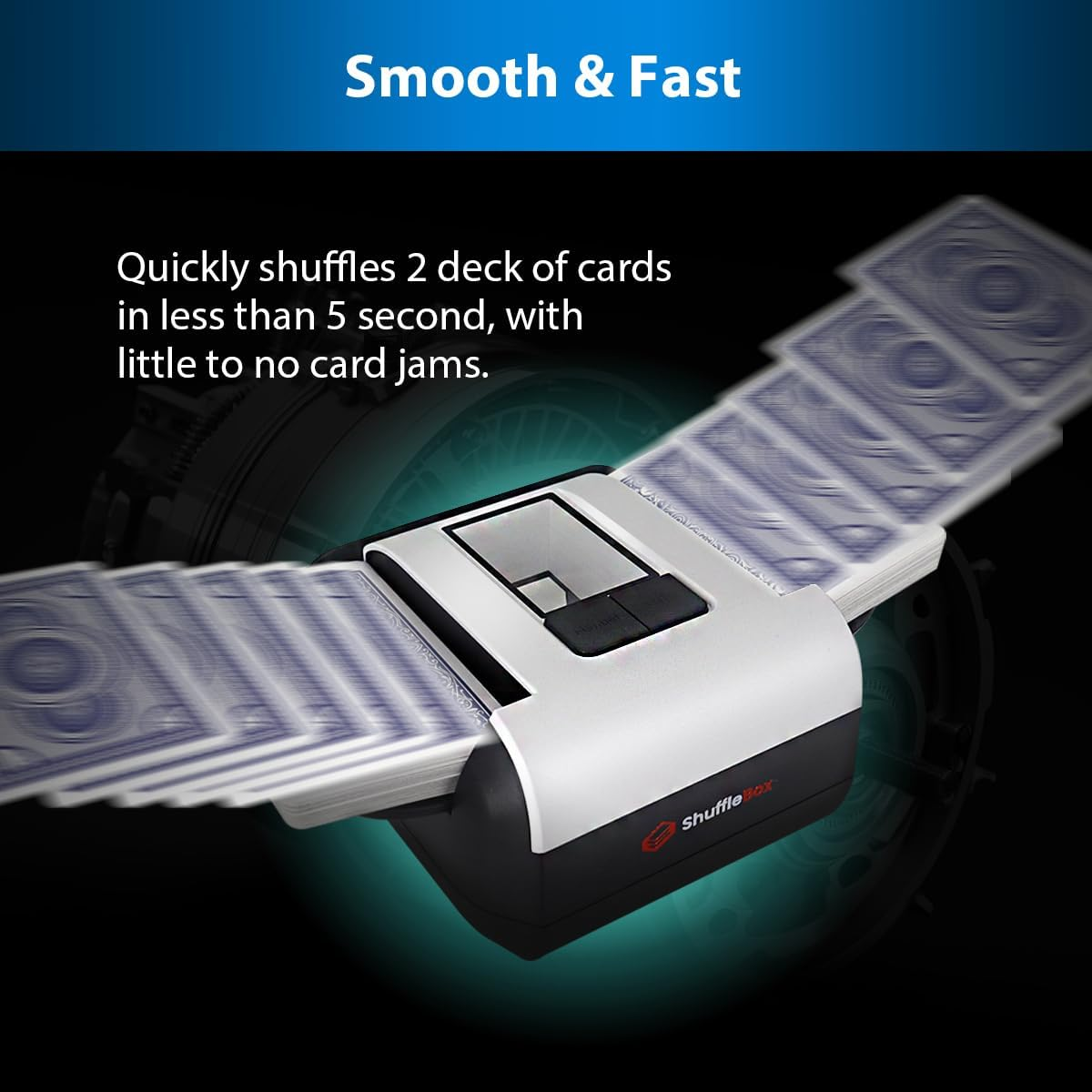Shufflebox S1 Automatic Card Shuffler with 2000Mah Rechargeable Built-In Battery, 2 Deck Ultra Quiet Shuffling Machine image number 3