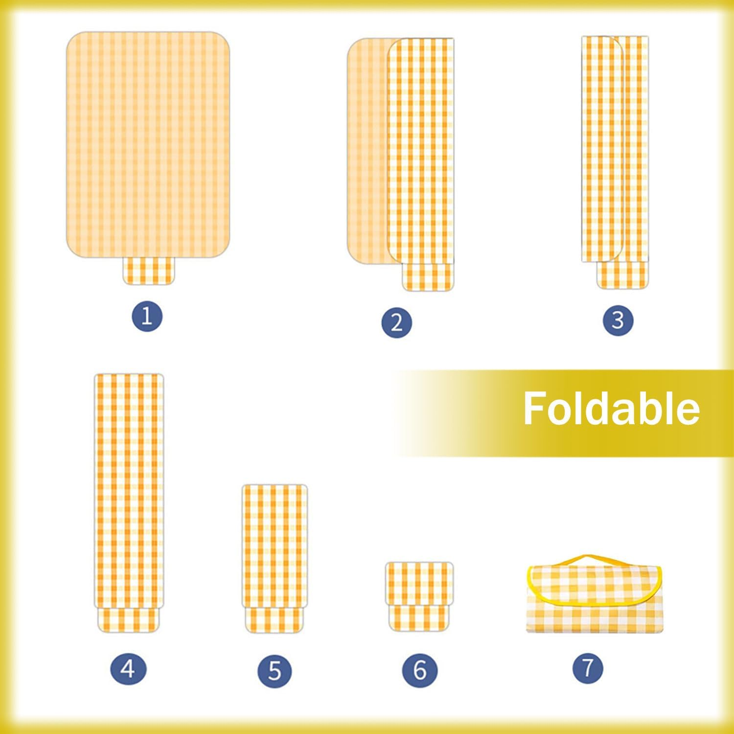 Yqkangzhu Extra Large Outdoor Picnic Blanket, 79'' * 79'' Foldable Beach Blanket, Sandproof Picnic Rug, Camping Carpet, Portable Picnic Mat, Waterproof Sand Mat for Travel, Holiday Party, Park Lawn image number 4