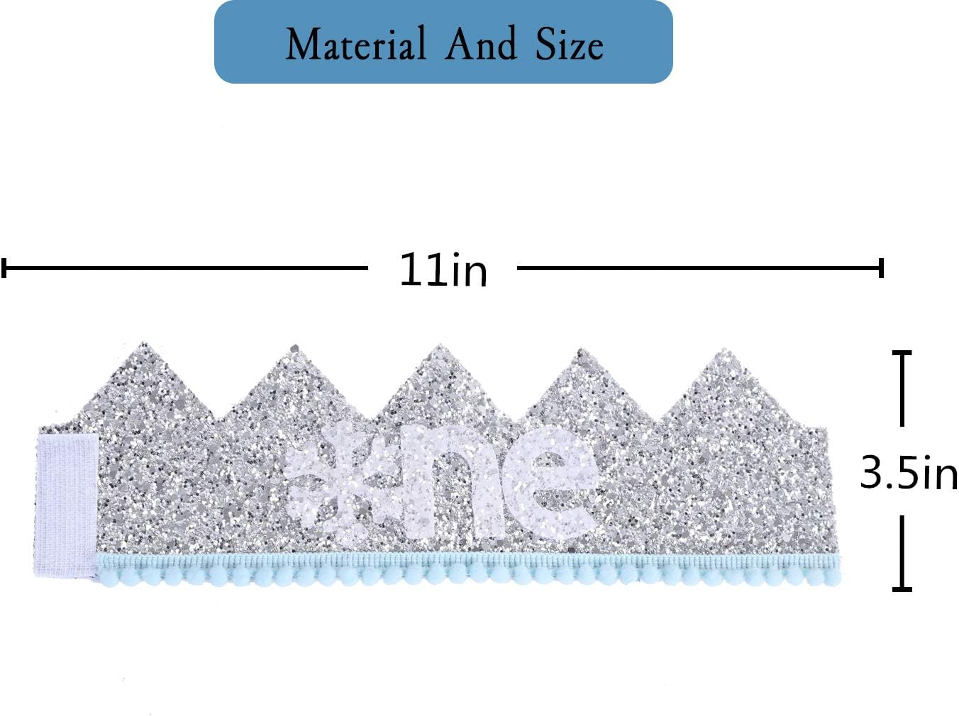 Snowflake Crown 1St Birthday Hat - Prince Charming First Birthday Party Headband， Trim Blue and Silver - Winter Wonderland Party Hat for Boy - Best Photo Booth Props， Backdrop Cake Smash (Blue Silver) - Blue Silver image number 4