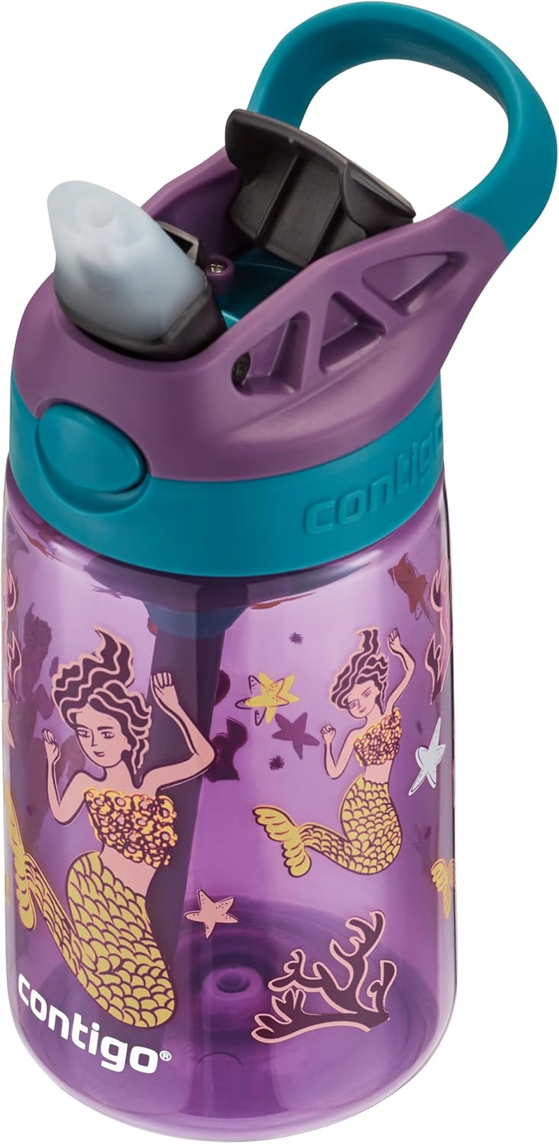 Contigo Kids Autospout Water Bottle, Mermaids, 414 Ml Capacity image number 3
