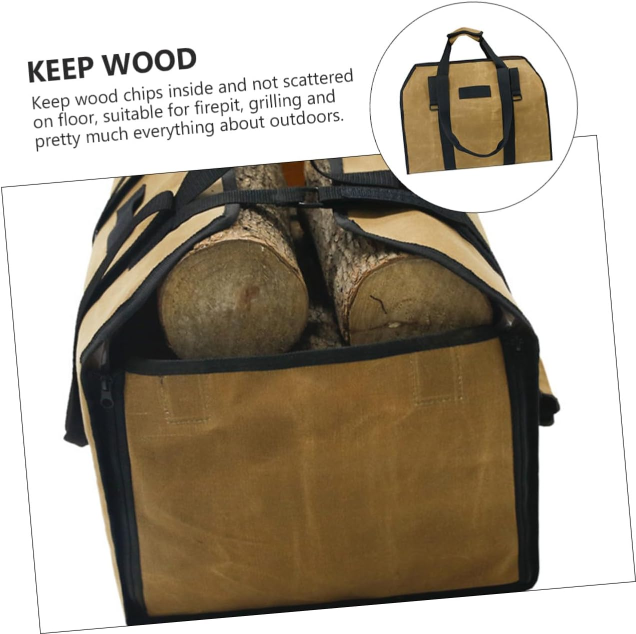 LABRIMP Water-Resistant Canvas Firewood Tote Bag with Metal Buckle Capacity Log Carrier Handbag for Outdoor and Indoor Firewood Storage and Easy Transport image number 1