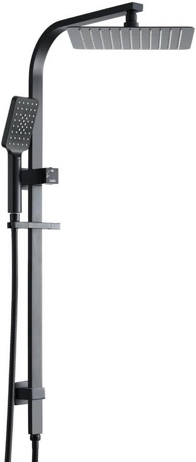 10'' Rain Shower Head Set Handheld Square High Pressure Bathroom Black