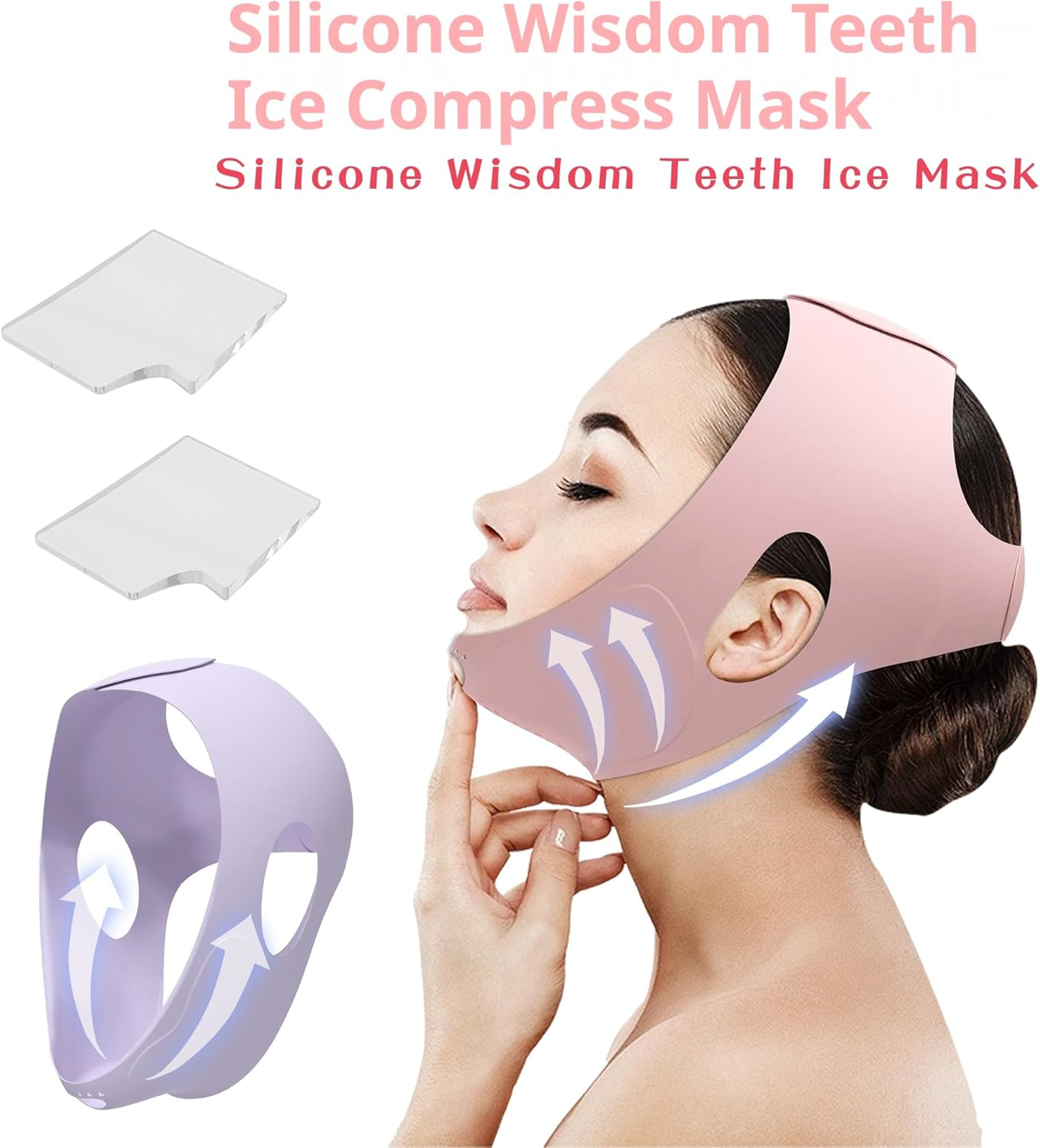 Wisdom Teeth Ice Pack,Face Ice Pack Wrap with 2 Gel Packs,Reusable Hot & Cold Gel Packs,Pain Relief,Wisdom Teeth,Jaw,Head,Adjustable Stretch Wrap Relief for Injuries (Pink) image number 5