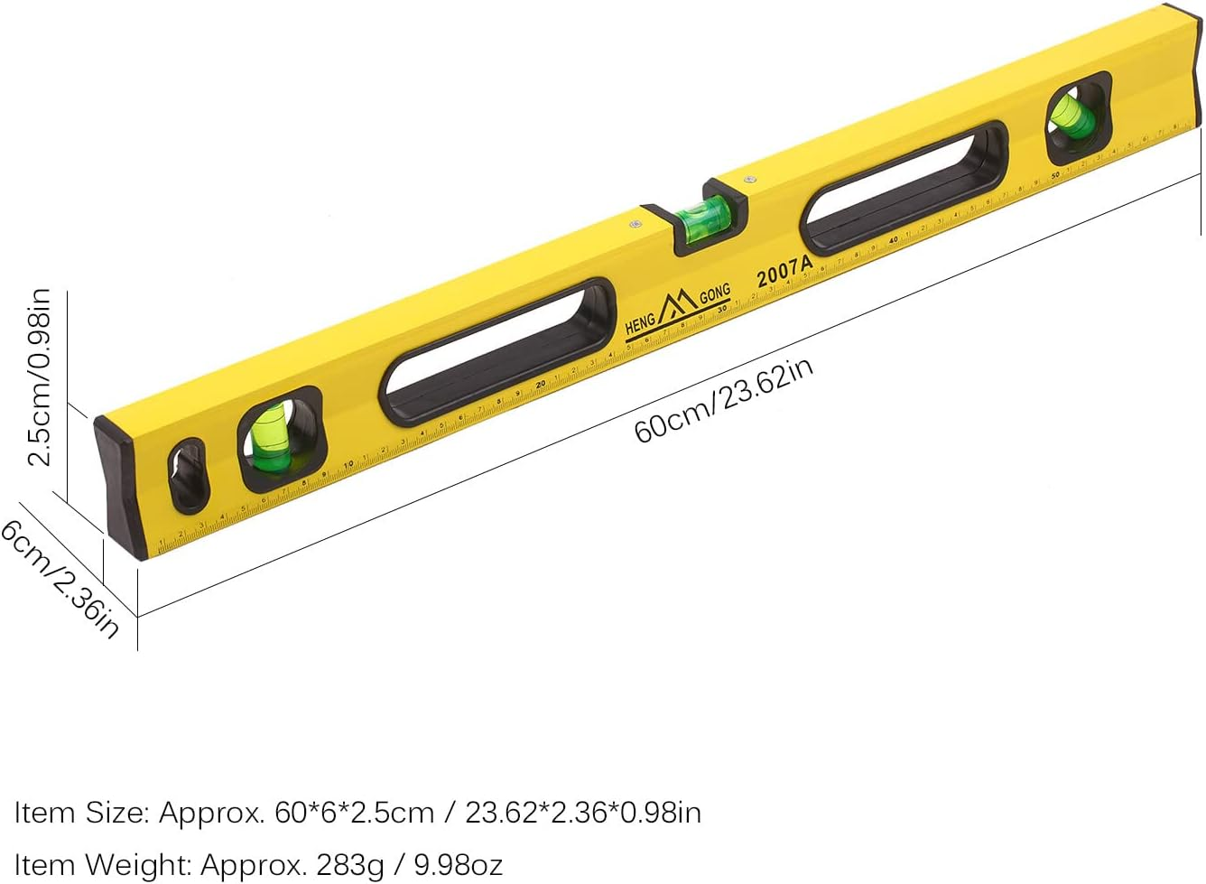 60Cm Aluminum Alloy Spirit Level Strong Magnetic Heavy-Duty Level Gauge High-Precision Level Ruler Practical Measuring Tool image number 5