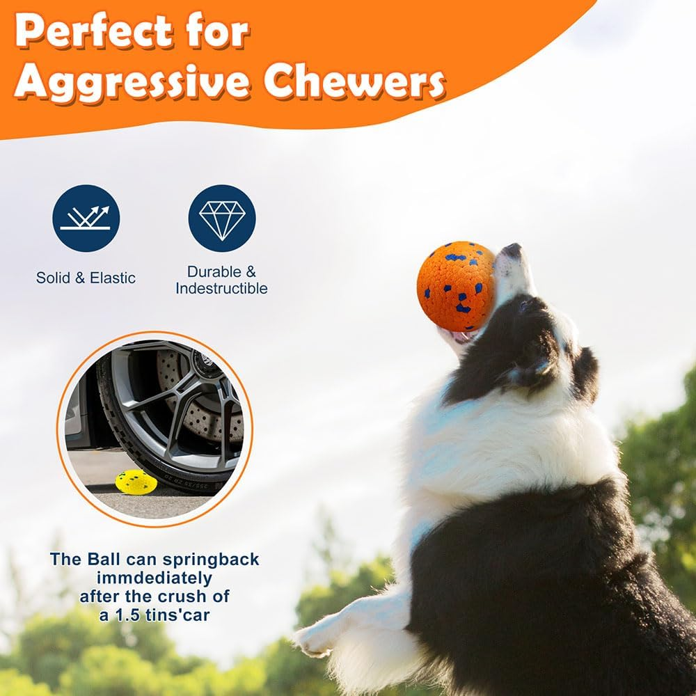 2 Pack Dog Balls, Indestructible Tennis Balls for Dogs, 6.5 Cm, Bouncy, Durable Toy Balls, Water Toy Fetch Balls image number 1