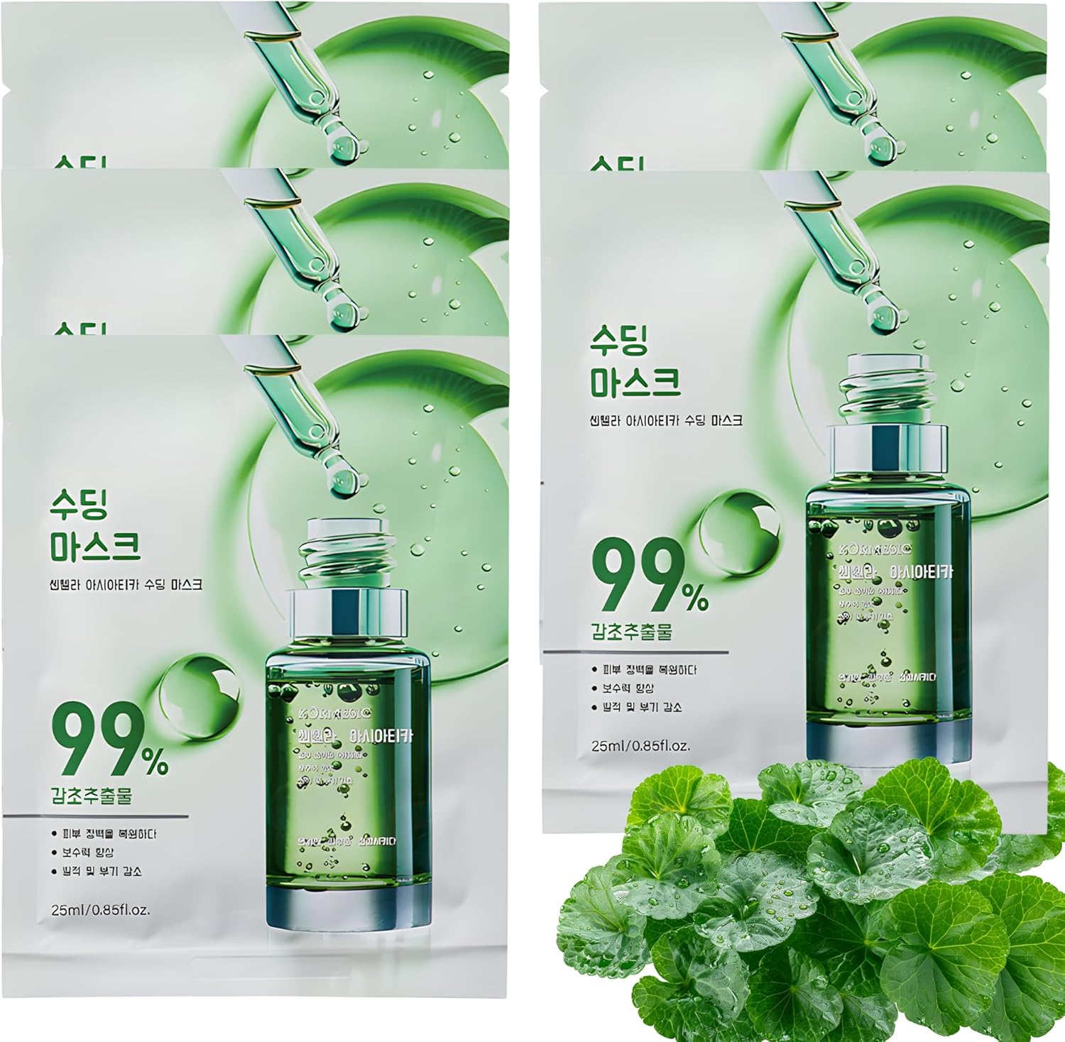 Belluxe 5-Pack Centella Asiatica Sheet Face Masks for Sensitive Skin, Calming and Hydrating Korean Sheet Mask, Facial Skincare for Redness and Repair image number 2