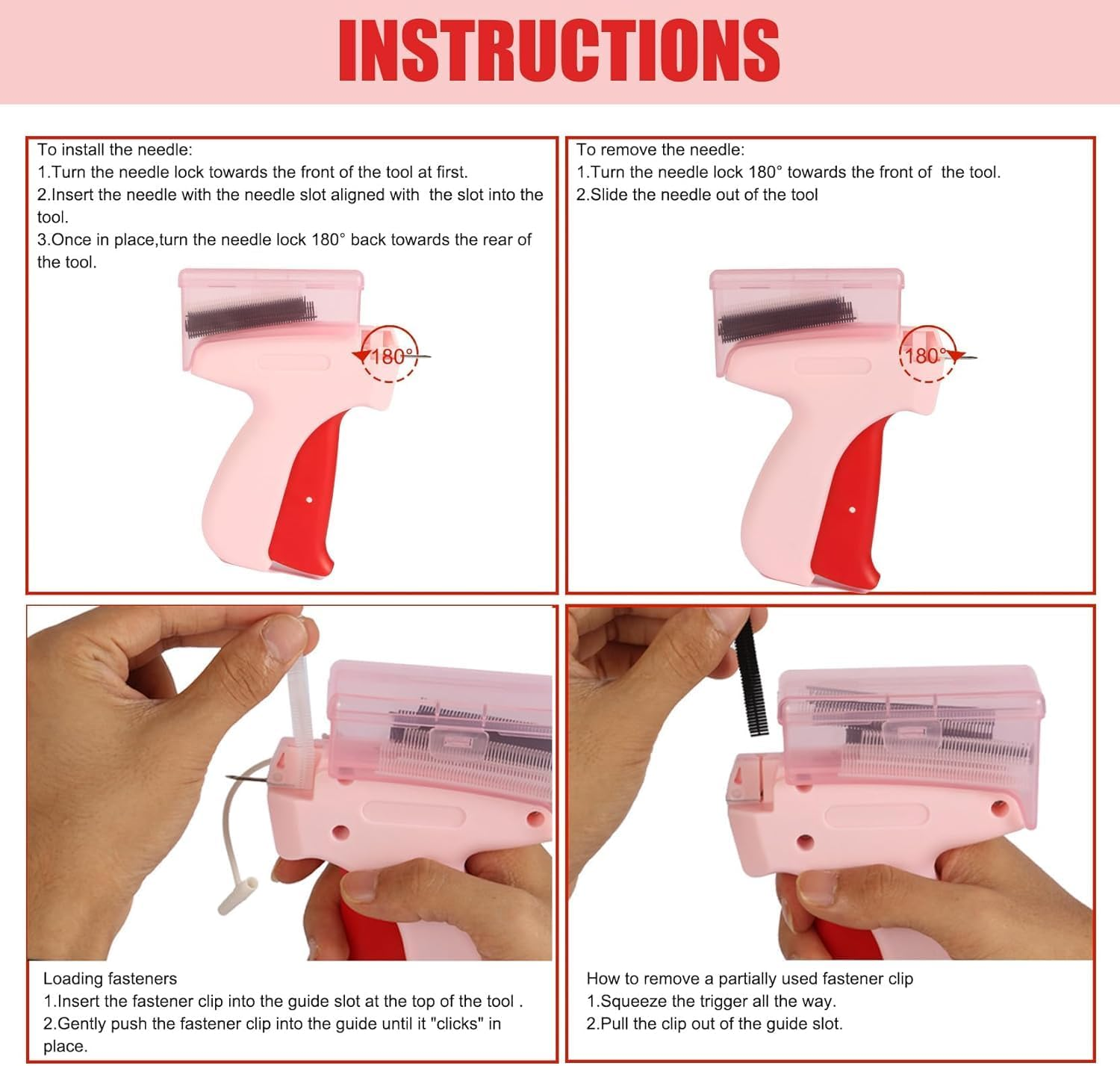 Stitch Gun with Storage Box for Clothes,Fine Stitch Gun Kit Handheld Tagging Gun for Clothing,Quick Hemming Sewing Tool Kit Clothing Fixer with 5 Needles,1000 Black & 1000 White Fasteners image number 4