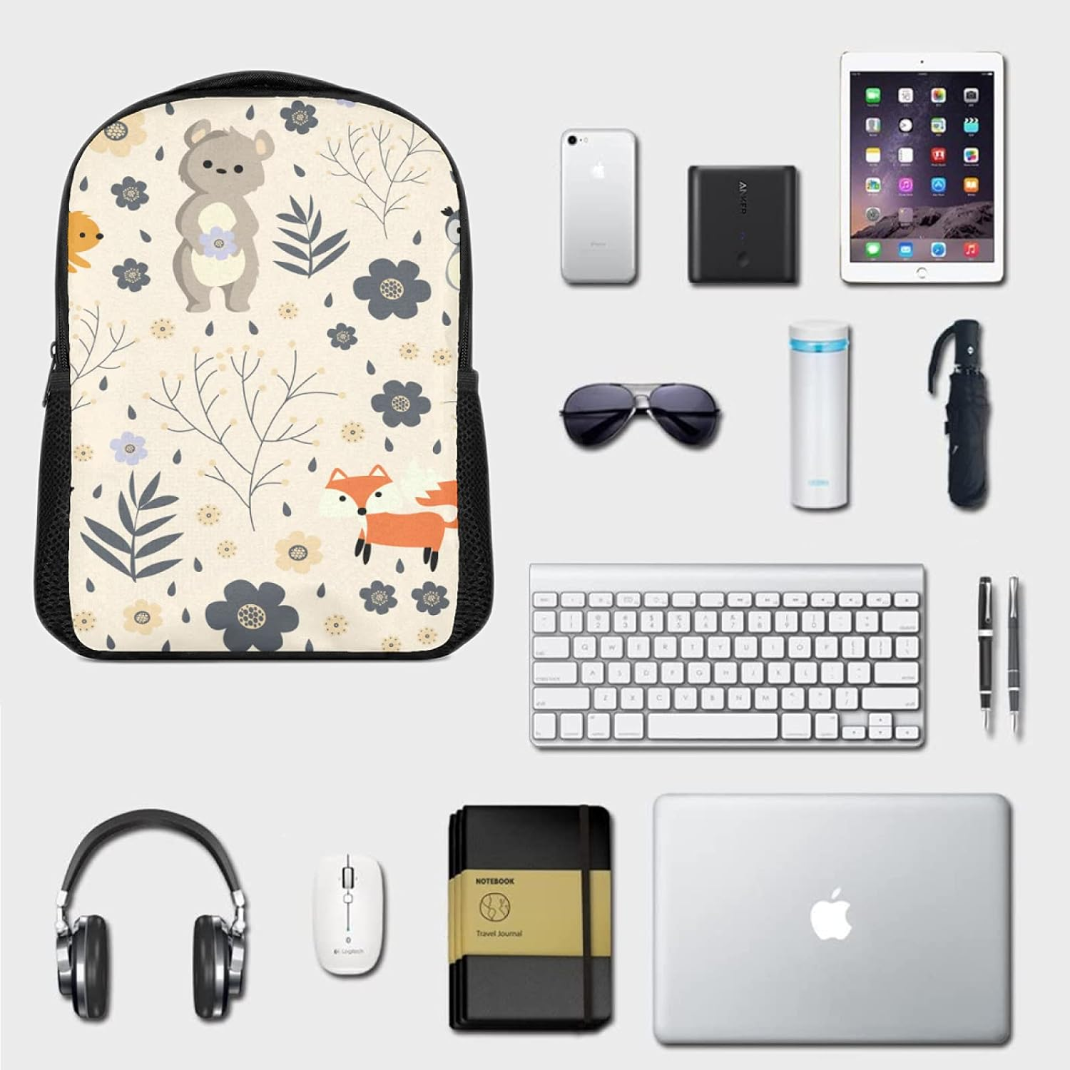 Cartoon Forest Animal Backpack for Boys and Girls Water Resistant Preschool Backpack Lightweight Bookbags Camping Travel School Shoulder Bag, Multi, 44 X 28 Cm